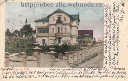 Zlíč - vila. Posláno r. 1905.